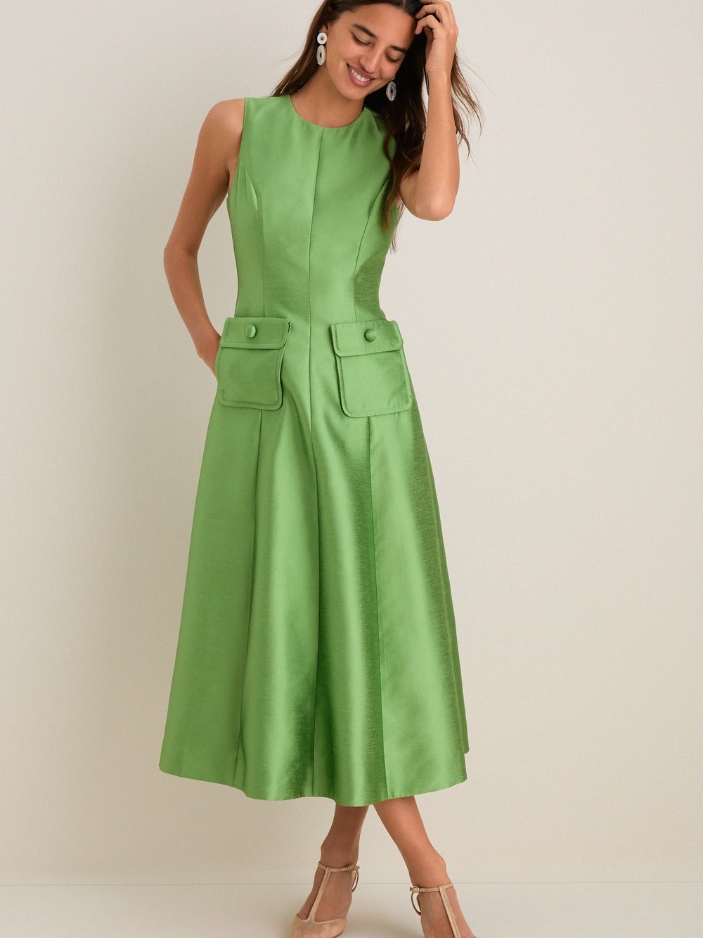 ISO Tuckernuck Pistachio Dupioni Helene Midi Dress